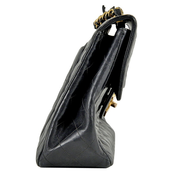 Chanel W Deca Bag Leather Chain Matelasse Single Shoulder Flap Black - Picture 1 of 14